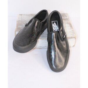 Vans Asher Black Glitter Women's 7.5 Rubber Slide On Skate Board Sneakers NWOB